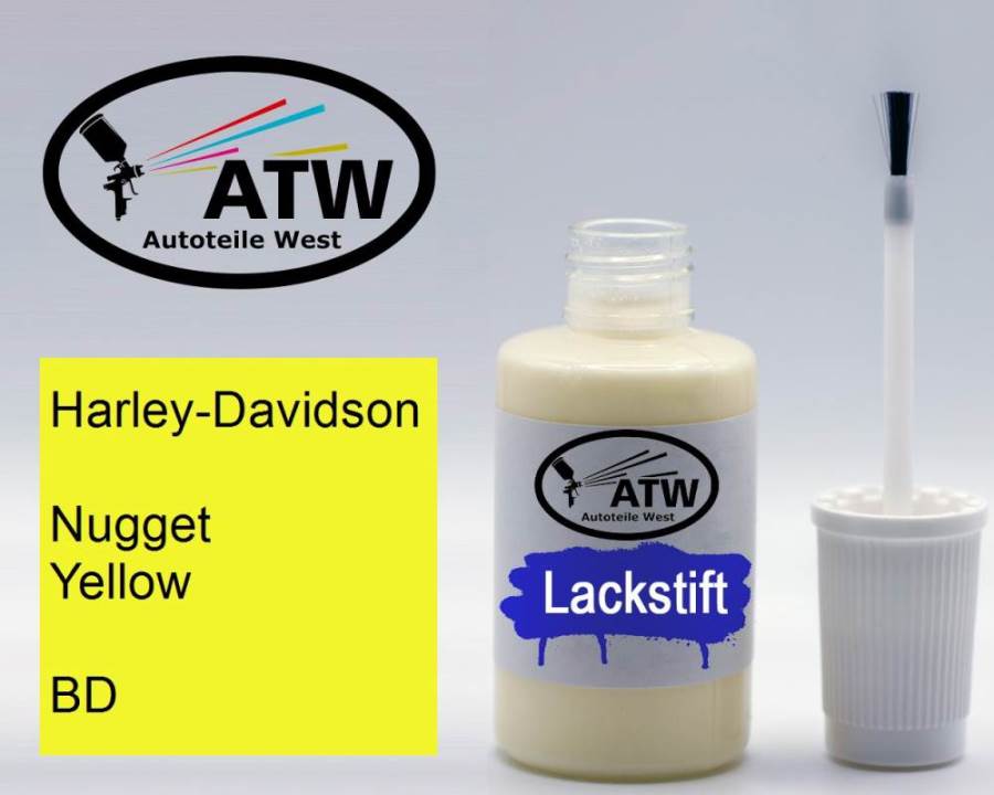 Harley-Davidson, Nugget Yellow, BD: 20ml Lackstift, von ATW Autoteile West.